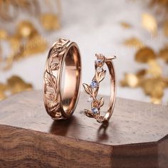 my socials are linked ♡︎ | © to owner Couple Ring Set, Wedding Rings Engagement For Men, Dnd Wedding Ring, Unique Engagement Rings Couple, Engagement Ring Sets His And Hers, Rings For Wedding Couple, Wedding Rings For Gamers, Fall Wedding Rings, Couples Matching Rings