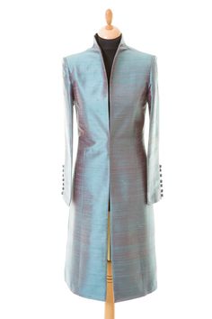 This colour is truly incredible.. #smokeyblue #shibumi #motherofthebride #silkcoat Wicked Fashion, Womens Dress Coats, Wedding Coat, Tailored Coat, Silk Wedding, Whatsapp Number