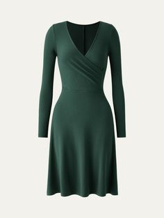 Essex Green, Neckline Slimmer, Flare Mini Dress, V Shape, Skirt Pants, Dress Skirt, Long Sleeves, Slim Fit, Top Outfits