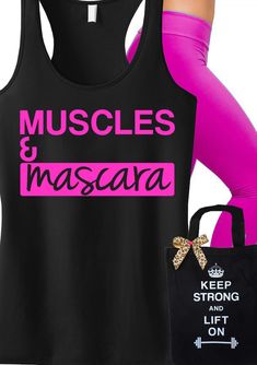 Super Cute #Workout tank top! MUSCLES & MASCARA #Fitness Racerback. Only $24.99, click here to buy http://nobullwoman-apparel.com/collections/fitness-tanks-workout-shirts/products/muscles-mascara-workout-tank Black Activewear With Graphic Print For Training, Racerback Activewear With Letter Print For Gym, Black Letter Print Activewear For Workout, Black Squat Proof Tank Top For Sports, Black Workout Tank Top With Letter Print, Black Letter Print Tank Top For Workout, Black Graphic Print Yoga Activewear, Black Letter Print Athleisure Tank Top, Black Gym Tank Top With Letter Print