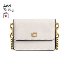 in stock Chic White Wallet On Chain For Everyday, Classic White Leather Wallet On Chain, White Leather Classic Wallet On Chain, Classic White Card Holder For Everyday Use, Classic White Card Holder For Daily Use, Classic White Card Holder With Card Slots, Classic White Card Holder For Everyday, White Rectangular Card Holder For Everyday Use, Coach Leather White Wallet