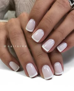 Milky White Base French Nails, Milky White French Manicure, Robin Nails, White On White French Manicure, Wedding Gel Nails, French Manicure Gel Nails, Shellac Nail Designs, Dark Pink Nails