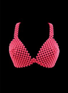 Pearl bra top in white and pink colors. Pink Triangle Top With Built-in Bra, Pink Crop Top With Removable Bra Pads For Summer, Pink Seamless Triangle Bra, Pink Seamless Triangle Top, Pink Party Bra For Summer, Summer Party Pink Bra, Pearl Bra, Beaded Clothing, Beaded Bra