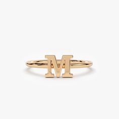 14K Gold Initial Letter Ring 14K Rose Gold Ferkos Fine Jewelry Gold Initial Ring, Measure Ring Size, Letter Ring, Gold Letter, Hot Jewelry, Local Jewelry, Initial Ring, Gold Initial, Art Deco Diamond