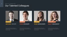 an image of a website page with four people on it and the title'our talented colleagues '