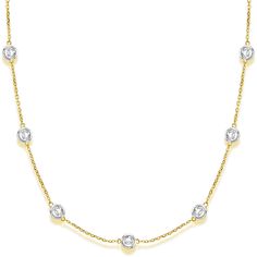 Diamonds by The Yard Bezel-Set Necklace in 14k Two Tone Gold (5.00ct) Diamonds By The Yard, Bezel Set Necklace, Diamond Chain Necklace, 14k Gold Necklace, Diamond Chain, Station Necklace, High Quality Jewelry, Bezel Setting, Chains Necklace