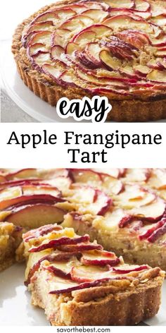 an easy and tasty looking apple franopane tart with slices cut out