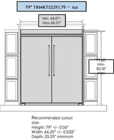 the measurements for an entry door and side by side cabinet with doors on both sides