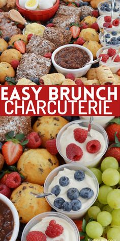 an easy brunch buffet with fruit and dips on the side for dessert