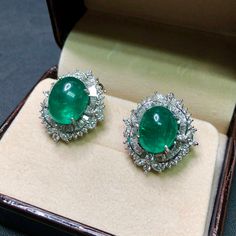 "ENJOY OUR WORRY-FREE SERVICE AND THE DAZZLING, GENUINE JEWELRY WE DESIGN AND HANDCRAFT WITH LOVE❤️ ABOUT THE ITEM: One-of-a-kind, handcrafted 19.66TCW, HUGE EMERALDS surrounded by white, colourless E/VS, natural, sparkling diamonds. Set in handmade, specially designed 18K solid white gold earrings. These earrings have been customary designed by our own designer, and were meticulously handcrafted and hand-set with LARGE, SPARKLING diamonds. The design has been inspired by vintage art jewelry. Elegant Round Emerald Earrings, Luxury Emerald Diamond Earrings, Emerald Diamond Earrings For Formal Occasions, Luxury Emerald Diamond Earrings For Wedding, Emerald Diamond Earrings For Formal Events, Classic White Gold Emerald Diamond Earrings, Elegant Emerald Diamond Earrings For Anniversary, Classic Emerald Jewelry For Evening, Elegant Emerald Diamond Earrings