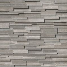 an image of a wall made out of wood planks with grey tiles on it