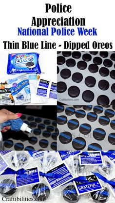 police appreciation national police week thin blue line - dipped oreos with free printables