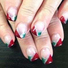 Christmas French Nails Design, Holidays Nails, Fancy Nail Art, 2023 Nail, Christmas Gel, Holiday Nail Designs, Cute Christmas Nails, Christmas Gel Nails