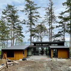 a house is being built in the woods