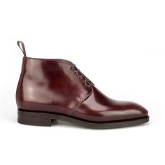 CHUKKA BOOTS IN BURGUNDY SHELL CORDOVAN Luxury Goodyear Welted Lace-up Chukka Boots, Luxury Semi-formal Chukka Boots For Men, Leather Slip-on Chukka Boots With Stitched Sole, Semi-formal Goodyear Welted Chukka Boots, Luxury Chukka Boots With Vibram Sole And Lace-up, Cordovan Shoes, Mens Dress Boots, Leather Company, Exclusive Shoes