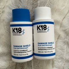 Price Is Firm K18 Damage Shield Shampoo & Conditioner Bundle Qty-1 Damage Shield Shampoo 8.5 Oz Qty-1 Damage Shield Conditioner 8.5 Oz A Nourishing, Protective Conditioner That Helps Shield Hair From Daily Damage To Help Maintain Hair Health And Improve Smoothness And Shine. Engineered To Weightlessly Soften And Detangle While The K18peptide Helps Replenish Hair During Washing. A Color-Safe, Ph-Optimized Shampoo With The Patented K18peptide To Effectively Cleanse While Maintaining Hair Health An K18 Hair Shampoo, K18 Shampoo And Conditioner, K18 Hair Products, Scalp Mask, Natural Hair Growth Oil, Hair Cuticle, Good Shampoo And Conditioner, Skin Nutrition, Scalp Serum