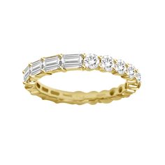 Love diamonds so much you can't decide which shape is your favorite? Now you don't have to with our unique half & half eternity band. Simple and dainty ring for your finger or striking statement on its own. 18K gold 1.35ct total weight - subject to change based on ring size Mini size - emerald diamonds are set horizontally Large Size - emerald diamonds are set vertically Custom sizes available - Contact us here Diamond Color: F-G, Clarity: VS Made to order. Lead time is 4-6 weeks. Benefits of So Luxury Classic Half Eternity Jewelry, Emerald Eternity Band, Bezel Set Diamond Ring, Baguette Diamond Rings, The Duo, Custom Wedding Rings, Diamond Eternity Band, Half And Half, Half Eternity Band