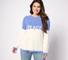 Spread positive vibes throughout the holiday season with this soft and cozy colorblock sweater. The affirmation emblazoned across the chest was designed to spark joy in everyone who sees it. From Peace Love World. Longline Sweater, Holiday Blues, Colorblock Sweater, Rainbow Sweater, Soft Cardigan, Spark Joy, Top Sweater, Color Block Sweater, Distressed Black Jeans