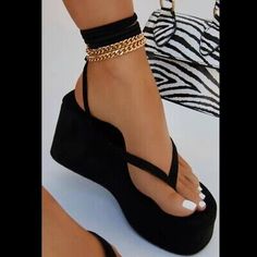 ad eBay - Women's metal chain for strappy sandals - Buy Now, click the link (eBay) Wedge Platform Sandals, Platform Flip Flops, Outer Women, Ankle Chain, Wedges Style, Lace Up Heels, Flip Flop, Chain Styles, Cute Shoes