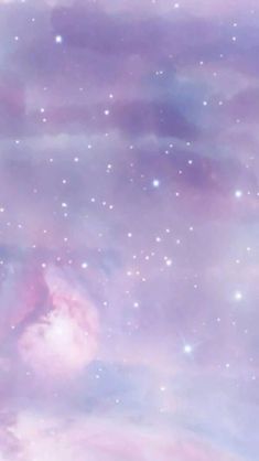 the sky is filled with lots of stars and clouds in purple, blue, and pink colors