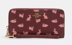 Premium Quality Coach Lunar New Year Long Zip Around Wallet With Rabbit Print Wine/Pink Multi, Women's Accessories Coach Wallets With Card Slots For Travel, Casual Coach Wallets For Daily Use, Casual Coach Wallet For Daily Use, Coach Wallets As Spring Gifts, Coach Pink Wallets For Travel, Pink Coach Wallet For Travel, Coach Travel Wallets With Zipper Closure, Coach Wallets With Zipper Closure For Travel, Coach Travel Wallet With Zipper Closure