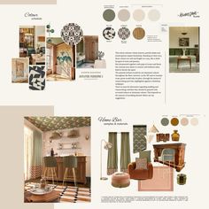 the interior design and decorating process is shown in this brochure, which shows different