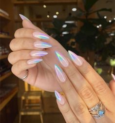 Irridescent Nails, Ombre Chrome Nails, Unicorn Nails Designs, Nails Coral, Opal Nails, Nails Classy, Chrome Nails Designs, Unicorn Nails, Ombre Nail Designs