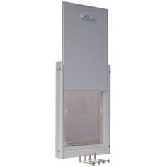 a white wall mounted enclosure with the door open