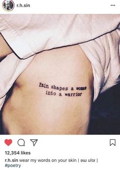 a woman with a tattoo on her stomach saying faith shapes a woman into a warrior