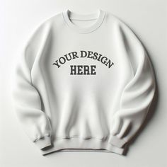 Customizable White Crew T-shirt, White Custom Print Sweatshirt For Streetwear, White Custom Print Sweater For Streetwear, White Basic Crew Neck Sweater, White Cotton Sweater With Custom Print, Customizable White Crew Neck T-shirt, White Crew Sweater With Branding, White Crew Neck Sweater With Branding, Customizable White Crew Sweatshirt