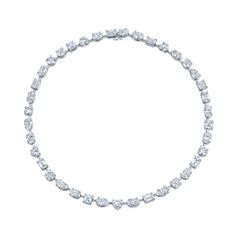 Mixed of fancy shaped diamonds in platinum necklace. 39 total stones 39.57 carat total weight Measures 15.25 in length. Fancy Shape Diamond Necklace, Expensive Necklaces, Platinum Necklace, Pearl And Diamond Necklace, Diamond Necklace Set, Luxury Necklace, Expensive Jewelry, Fancy Diamonds, Life Time