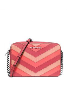 Michael Michael Kors Jet Set Chevron Large East West Crossbody Travel Crossbody, Shoulder Strap Bag, Red Purses, Red Handbag, Travel Purse, Leather Shoulder Handbags, Michael Kors Crossbody, Handbag Straps, Leather Crossbody Purse