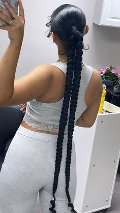 Slick Ponytail With Two Braids, Slick Back Two Braided Ponytail, Braided Ponytail 2 Braids, Slick 2 Braids, Women Ponytail Hairstyles Black, Braided Ponytail Two Braids, 2 Braids One Ponytail, One Ponytail Two Braids, One Ponytail With Two Braids