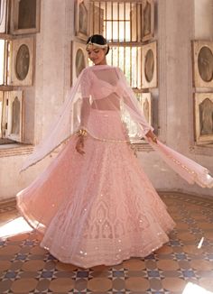 Suhani Blush Pink Lehenga Set Renee - Fabilicious Fashion Blush Pink Lehenga, Kurta Lehenga, Georgette Skirt, Mirror Work Blouse, Georgette Lehenga, Floral Lehenga, Waistcoat Woman, Net Blouses, Georgette Dupatta