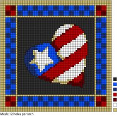 the american flag is depicted in this cross stitch pattern