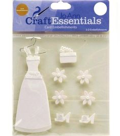 craft essentials dress embellishments, 3 / pkg - white