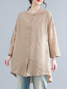 Description Product ID: TP2051867 Material: Cotton, Polyester, Metallic Fabric Pattern: Solid Color Closure: Button Sleeve: Long Sleeve Season: Spring, Summer Style: Fashion, Casual, Simple Occasion: Daily, Travel, Holiday Package included 1 * Shirt Size Chart (Asian Size) Please allow 1-3 cm measured error. Size Shirt Length Chest Sleeve Length M 82cm | 32.3 in 108cm | 42.5 in 35cm | 13.8 in L 83cm | 32.7 in 112cm | 44.1 in 36cm | 14.2 in XL 84cm | 33.1 in 116cm | 45.7 in 37cm | 14.6 in XXL 85cm | 33.5 in 120cm | 47.2 in 38cm | 15.0 in Metallic Fabric, Fabric Pattern, Shirt For Women, Button Shirt, Fabric Patterns, Stand Collar, Summer Style, Season Spring, Fashion Casual