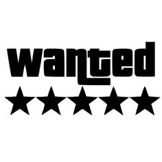 five stars with the word wanted written in black on a white background that says,