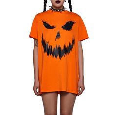 Product Details Description This Spooky Graphic Tee Has An Oversized Fit And Jack-O'-Lantern Design On The Front. Materials 100% Cotton Care Hand Wash Cold, Hang Dry Edgy Short Sleeve T-shirt For Fall, Edgy Short Sleeve Fall T-shirt, Oversized Edgy T-shirt For Fall, Edgy Oversized Tops For Halloween, Oversized Short Sleeve Halloween Tops, Trendy Oversized Halloween Tops, Edgy Halloween Tops With Relaxed Fit, Edgy Halloween Relaxed Fit Tops, Edgy Relaxed Fit Halloween Tops