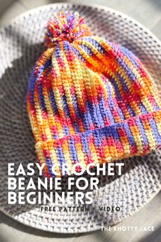 Looking for the perfect crochet beanie pattern? These easy crochet beanies are beginner-friendly, free, and come with a step-by-step video tutorial! Whether you're making one for yourself, a friend, or the whole family, there’s a size for everyone. Grab your hook and get started – or save this pin for later!  #CrochetBeanie #FreeCrochetPattern #CrochetForBeginners #CrochetHat Easy Crochet Beanies, Easy Crochet Beanie For Beginners, Crochet Beanie For Beginners, Planned Pooling Crochet, Crochet Beanie Free Pattern, Easy Crochet Beanie, Pooling Crochet, Color Pooling, Planned Pooling