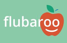 an apple with the word flubaroo in front of it and a smiling face