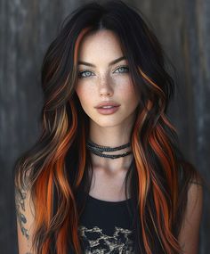 In 2025, hair color trends are bolder and more expressive than ever, offering endless options for women who want to embrace their individuality. From edgy tones to classic brunettes for fall, this year’s palette speaks to everyone—whether you’re looking for something fun and alternative or timeless and elegant. In this article, we’ll explore a variety … The post 22 Hair Color Ideas 2025 For Brunettes And Blondes With Unique Vivid Edgy Styles first appeared on AzureGlam: Tailored T... Black And Ginger Hair, Fox Dyed Hair, Calico Hair Color Hairstyles, Black And Orange Hair, Fox Hair Dye, Black To Blonde Hair, Calico Hair, Witchy Hair, Chunky Highlights