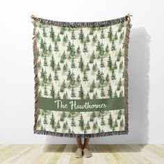 Personalized Cotton Throw Blanket Custom Name Forest Theme Wedding Gift Woodland Decor Custom Family Blanket Cozy Home Nature Lover Gift - Etsy Forest Theme Wedding, Blanket Craft, Home Nature, Family Blanket, Blanket Cozy, Woodland Decor, Cotton Throw Blanket, Forest Theme, Name Banners