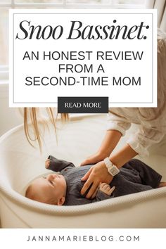 a baby in a bassinet with the text, snoo bassinet an honest review from a second - time mom