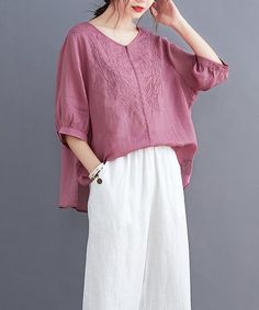 Organic rose clothes For Women v neck embroidery daily blouses

 Materials used: linen blended

Measurement:Size L/BUST-124cm   
bust 124cm / 48.36"
length 62cm / 24.18"
Shoulder 41cm / 15.99"
Sleeve length 31cm / 12.09"


Size XL/BUST-128cm   
bust 128cm / 49.92"
length 63cm / 24.57"
Shoulder 42cm / 16.38"
Sleeve length 32cm / 12.48"



We ship worldwide.

Tracking numbers provided for all orders. Pink V-neck Blouse With Floral Embroidery, V-neck Linen Blouse With Floral Embroidery, Linen V-neck Blouse With Floral Embroidery, Rose Clothing, Blouse Material, Linen Blend, Tunic Tops, Sleeve Length, V Neck