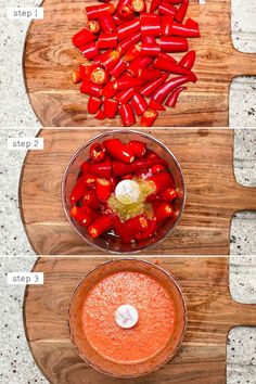 the ingredients to make this recipe include red peppers, carrots and other foodstuffs