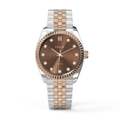 #dial-size_36mm Elegant Brown Watch With Diamond Hour Markers, Elegant Brown Watches With Diamond Hour Markers, Timeless Diamond Watch With Rotating Bezel, Timeless Brown Watch Accessories With Diamond Hour Markers, Elegant Brown Watch With Round Dial, Elegant Brown Watch With Skeleton Dial, Elegant Brown Watches With Skeleton Dial, Brown Watches With Diamond Hour Markers, Timeless Brown Watch With Polished Finish