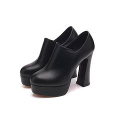 Heels:Approx 12cm Platform:Approx 3cm Upper Material:Pu Leather Outsole:Rubber If your foot is a little wide and fat, we suggest you choose 1 size larger, pls measure your foot length and choose a correct size. Thank you! Size Chart: Euro/CN 34 = foot length 21.5-22cm (Foot width=8-8.5cm) Euro/CN 35 = foot length 22-22.5cm (Foot width=8.5cm) Euro/CN 36 = foot length 22.5-23cm (Foot width=8.5-9cm Euro/CN 37 = foot length 23-23.5cm (Foot width=9cm) Euro/CN 38 = foot length 23.5-24m (Foot width=9-9 Black Chunky Platform Heels With Round Toe, Black Chunky Platform Heels With Closed Toe, Black Chunky Platform Ankle-high Heels, Black Platform Boots With Chunky Platform And Round Toe, Black Chunky Platform Boots With Round Toe, Black Ankle-high Heels With Chunky Platform, Black Ankle-high Chunky Platform Heels, Black High Heels With Thick Bottom, Formal Closed Toe Synthetic Platform Boots