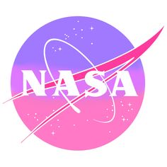 the nasa logo in pink and purple