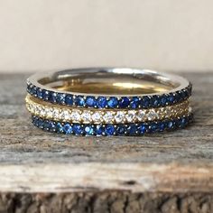 Sapphire Diamonds  Wedding Ring Set, Unique Diamond Ring, Right Hand rings, Sapphire engagement  band, Blue Sapphire diamond Rings by GuyGrossJewelry Sapphire Diamond Rings, Sapphire Diamond Wedding Ring, Unique Diamond Ring, Stacked Diamond Bands, Rings Sapphire, Blue Sapphire Diamond Ring, Hand Rings, Diamond Wedding Rings Sets, Sapphire Band